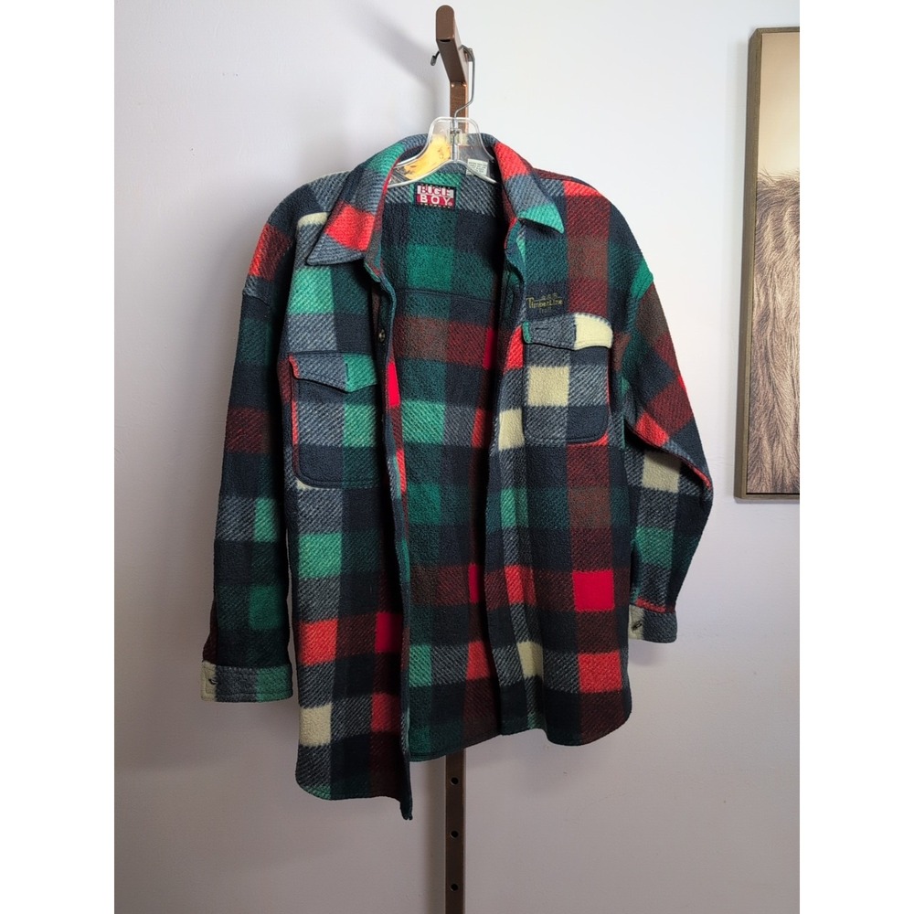 Mens Bugle Boy Flannel Shirt Shacket Plaid Green‎ Red Blue Medium 90's Y2K